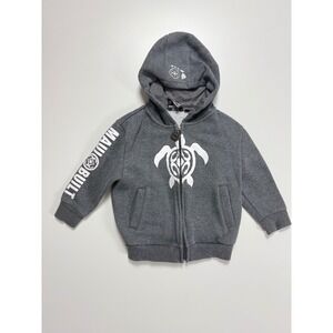 Maui Built Boys Charcoal‎ Gray Honu Sea Turtle Full Zip Hoodie Sweatshirt Surf